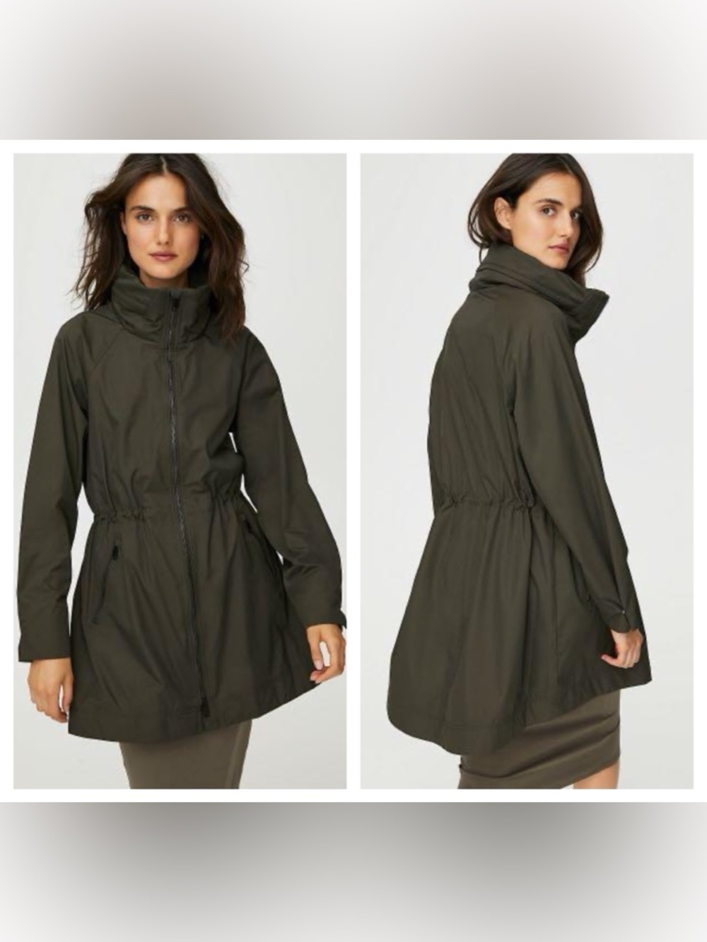 Aritzia Babaton “Raindrop” Rain Jacket – Olive Green Utility Coat